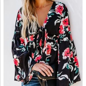 Vici floral tie front top